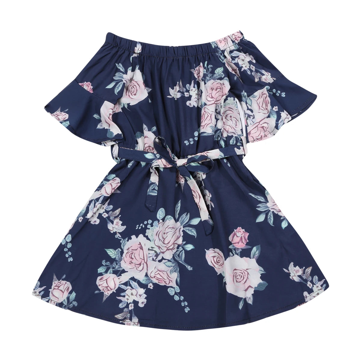 Family Matching Dress Mother and Daughter Floral Outfits  Chiffon Mini Dresses Off Shoulder Gown