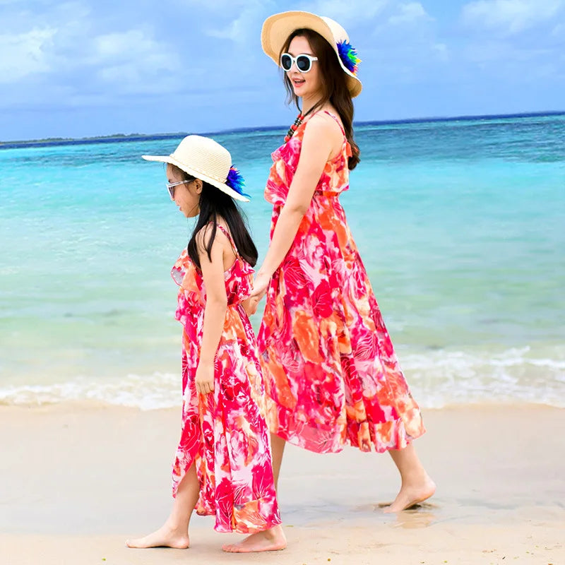 Family matching Set Beach Clothes Bohemian Mother and Daughter Father Son Clothing Set