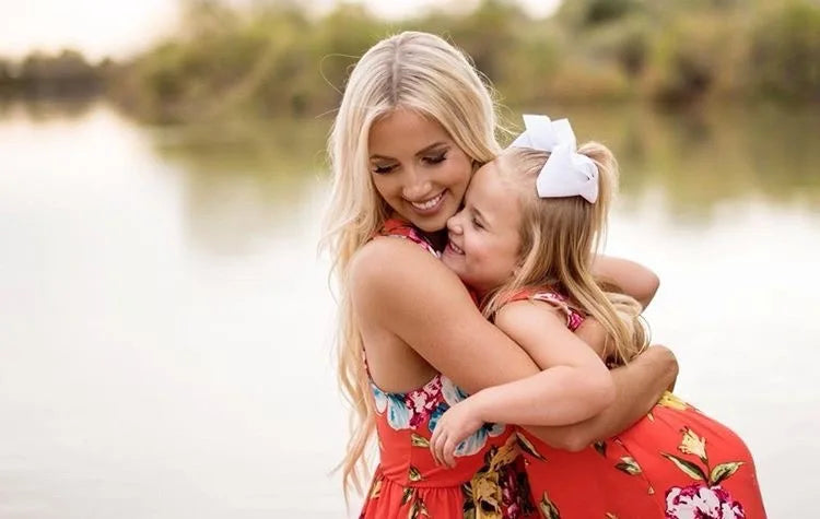 Family Matching Outfits Summer Mom And Kids Dress Girls Flower Matching Dress