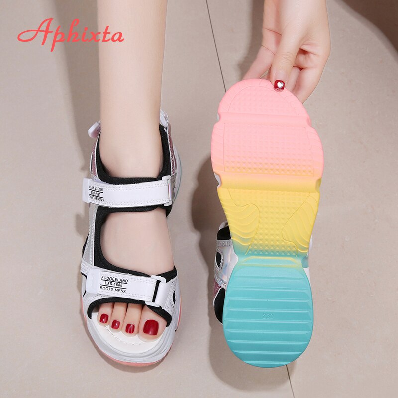 Wedge Heels Women's Sandals Rainbow Sole Design  Height Increasing Shoes for Women