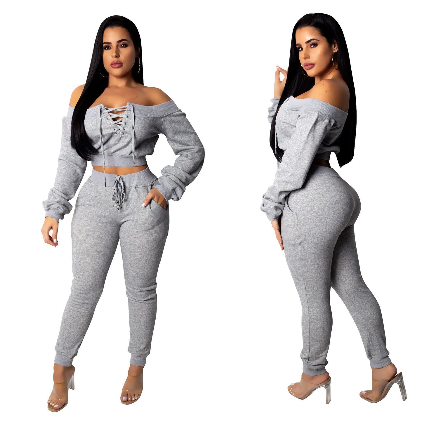 Elegant Tracksuits  two piece set long sleeve pants set for  women