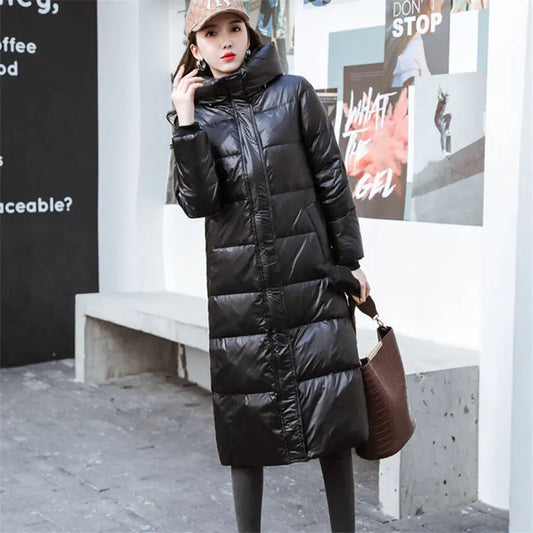 Women's Winter Down Cotton Jackets Long Parkas Slim Hooded Warm  Overcoats