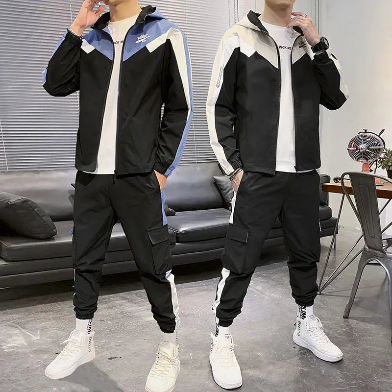 Men's Hoodies+Pants Tracksuit Two Piece Set Long Sleeve Casual Sportswear