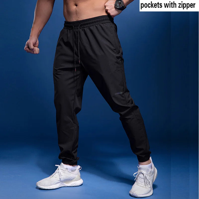 New Sport Pants Men Running Pants With Zipper Fitness Sweatpants