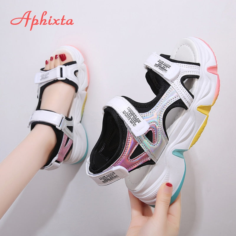 Wedge Heels Women's Sandals Rainbow Sole Design  Height Increasing Shoes for Women