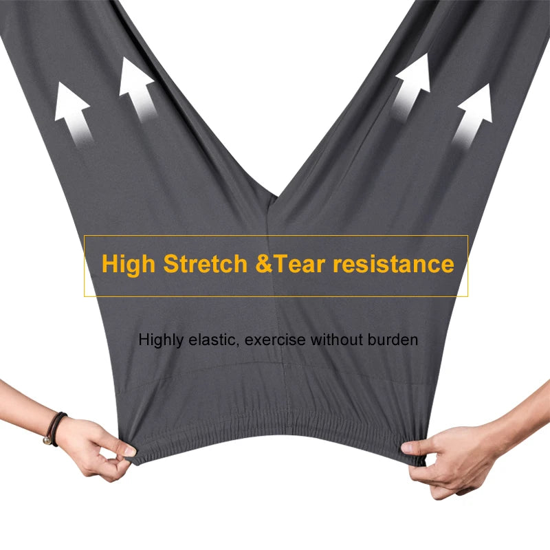 Summer Men's High Elastic Running Pants, Breathable Drawstring sports pants