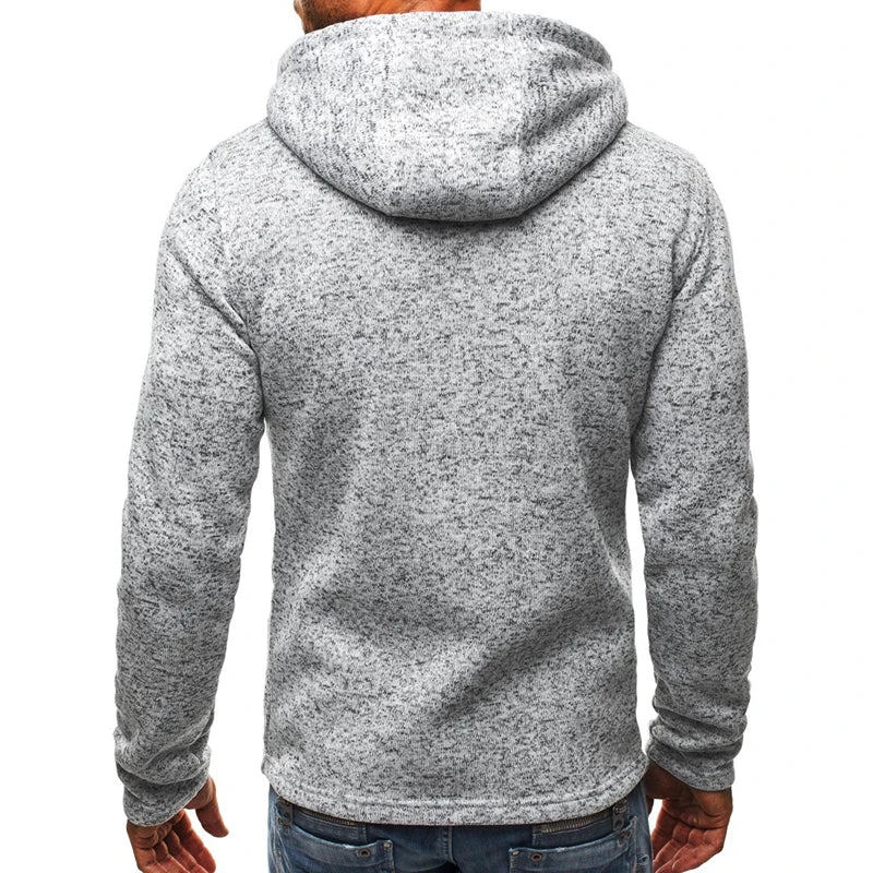 Men's Full Zip Hoodie Solid Color Hooded Daily Fitness Basic Thin Fleece  Long Sleeve Sweatshirts