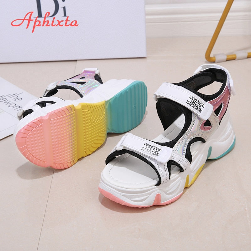 Wedge Heels Women's Sandals Rainbow Sole Design  Height Increasing Shoes for Women