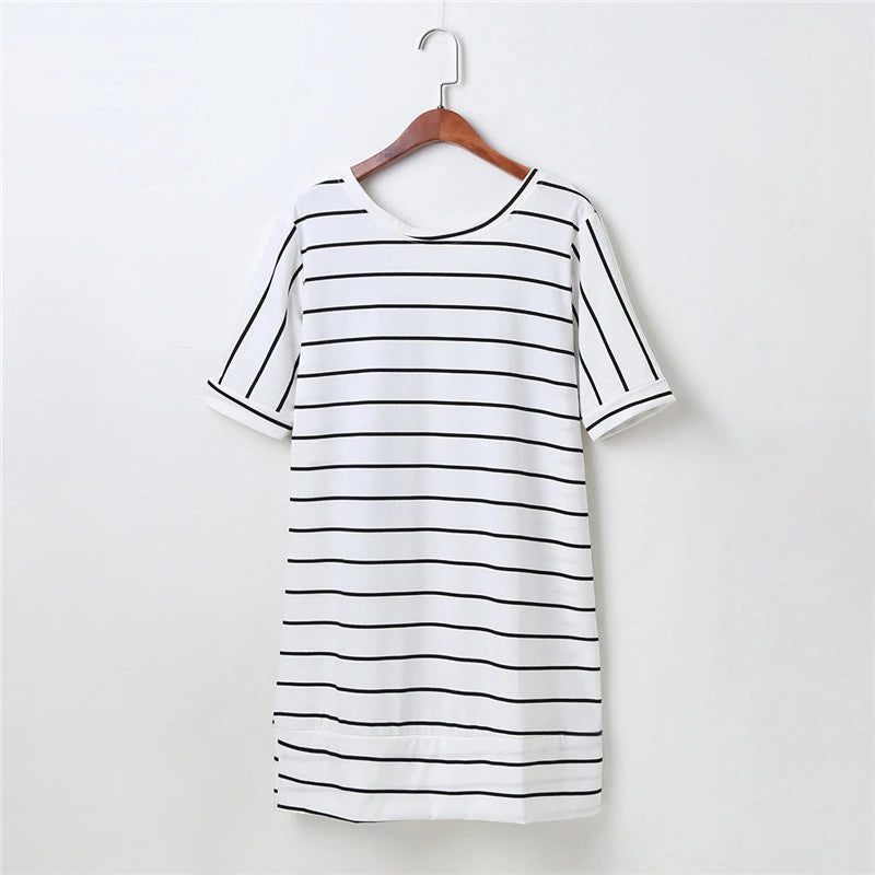 Short Sleeve Striped Dress Summer Family Matching Dresses