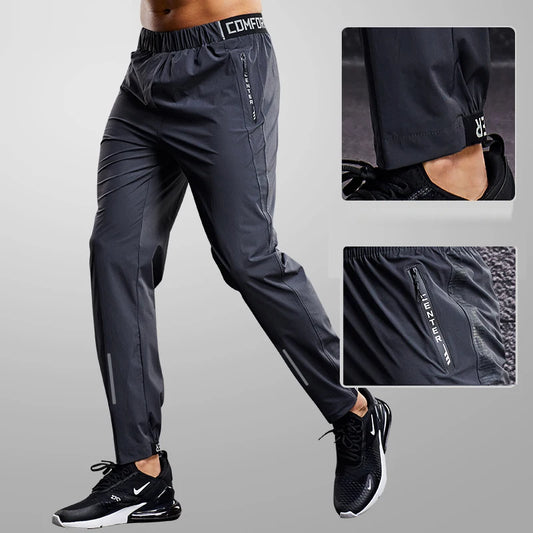 Quick Drying Sport Pants With Zipper & Pockets Fitness Casual Sweatpants