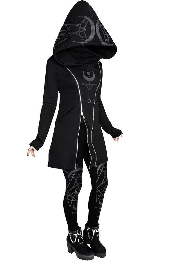 Plus Size Medieval Women's Punk Style Print Long Sleeve Double Zipper Hoodies