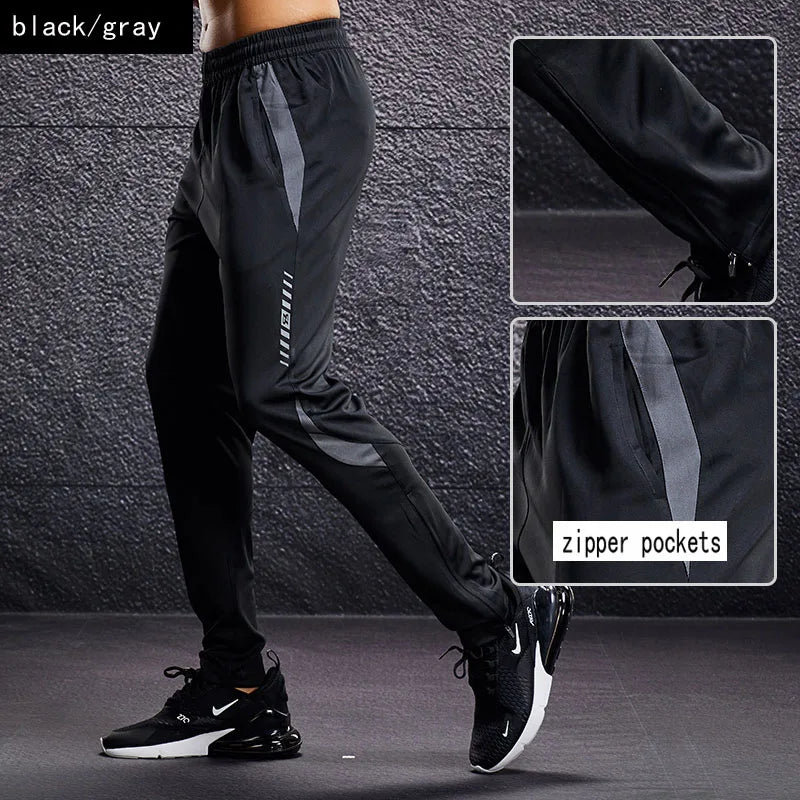 Sport Pants With Zipper Pockets Training Fitness Pants Soccer  For Men