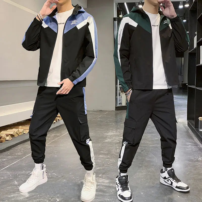 Men's Hoodies+Pants Tracksuit Two Piece Set Long Sleeve Casual Sportswear