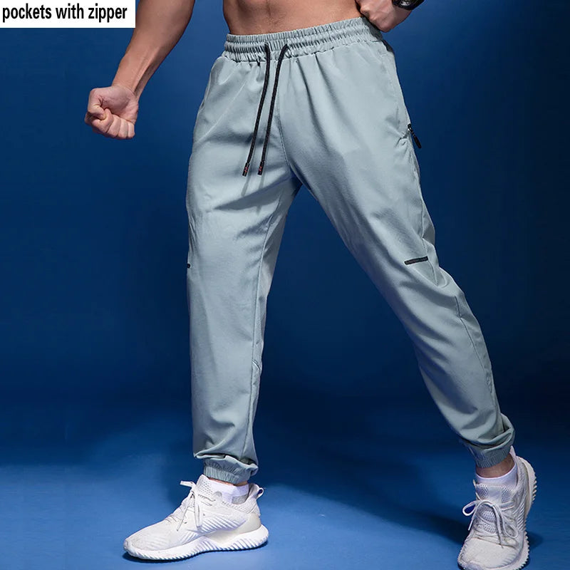 New Sport Pants Men Running Pants With Zipper Fitness Sweatpants