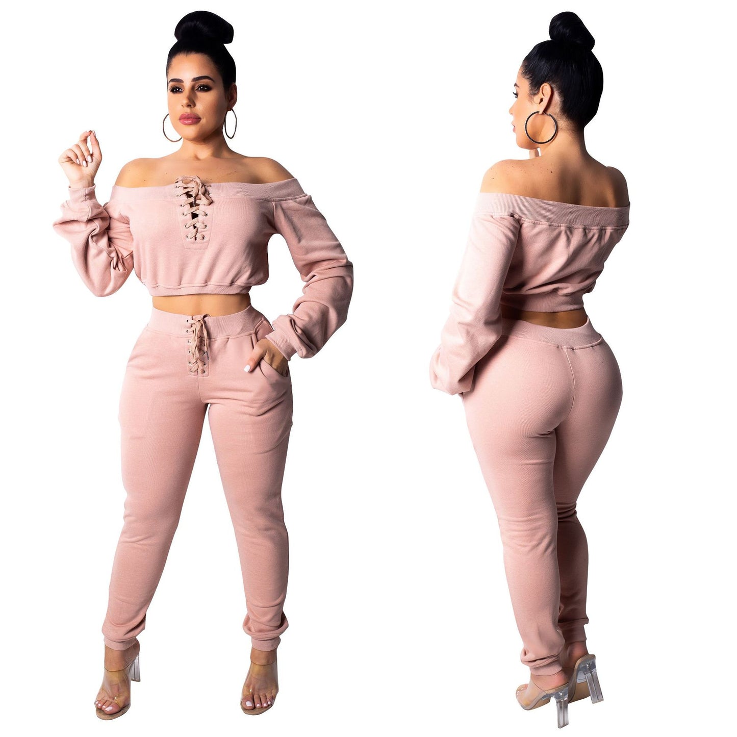 Elegant Tracksuits  two piece set long sleeve pants set for  women