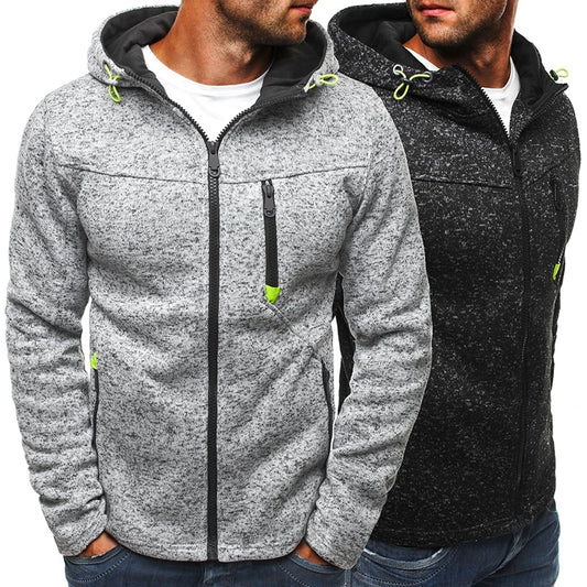 Men's Full Zip Hoodie Solid Color Hooded Daily Fitness Basic Thin Fleece  Long Sleeve Sweatshirts