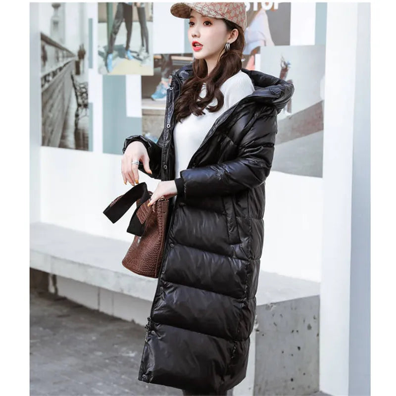 Women's Winter Down Cotton Jackets Long Parkas Slim Hooded Warm  Overcoats