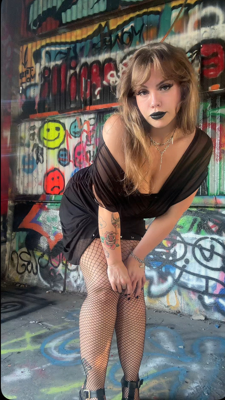 Necessary Evil Venus Wrapped Mesh Mini Dress