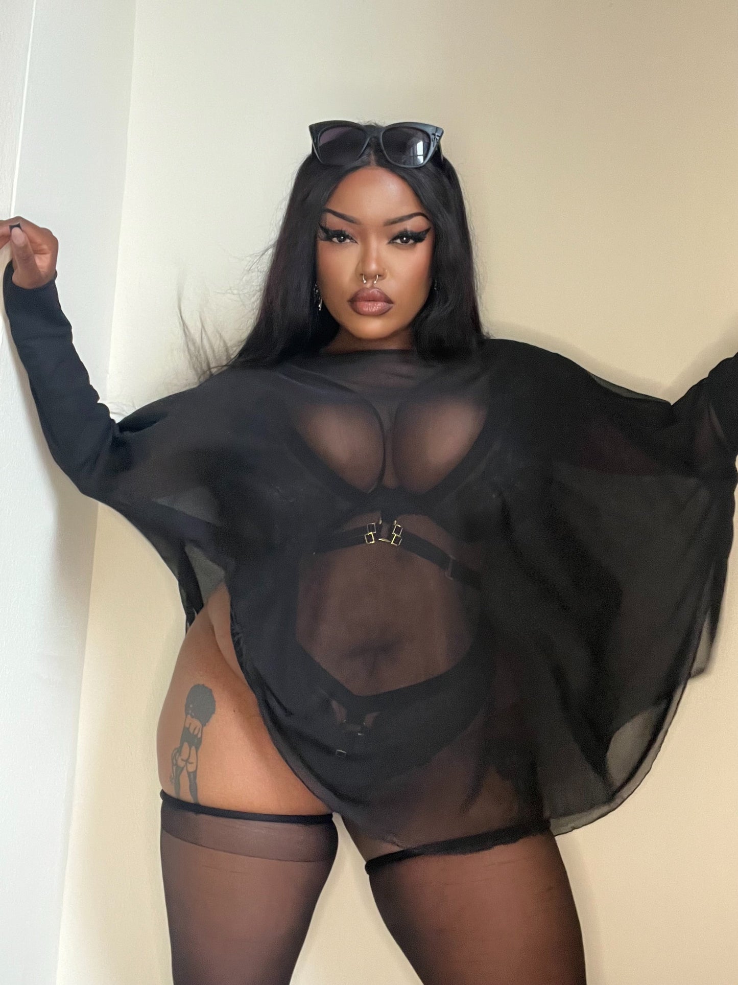 Necessary Evil Circe Sheer Goth Top with Flowing Mesh - UK Made