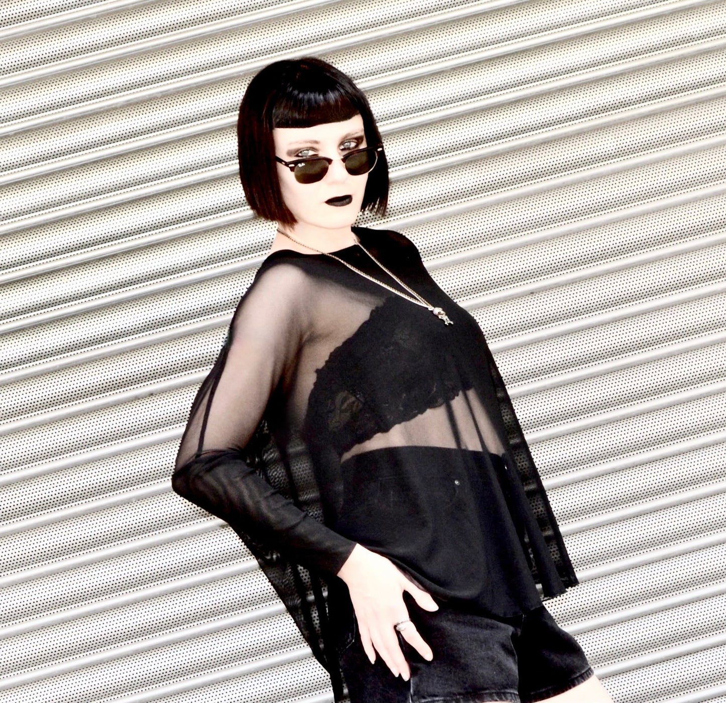 Necessary Evil Circe Sheer Goth Top with Flowing Mesh - UK Made