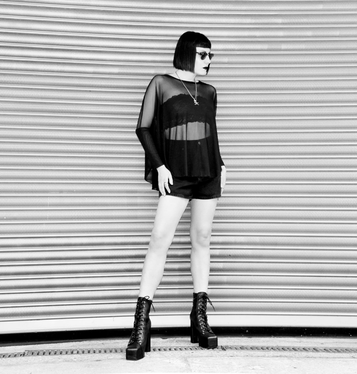 Necessary Evil Circe Sheer Goth Top with Flowing Mesh - UK Made