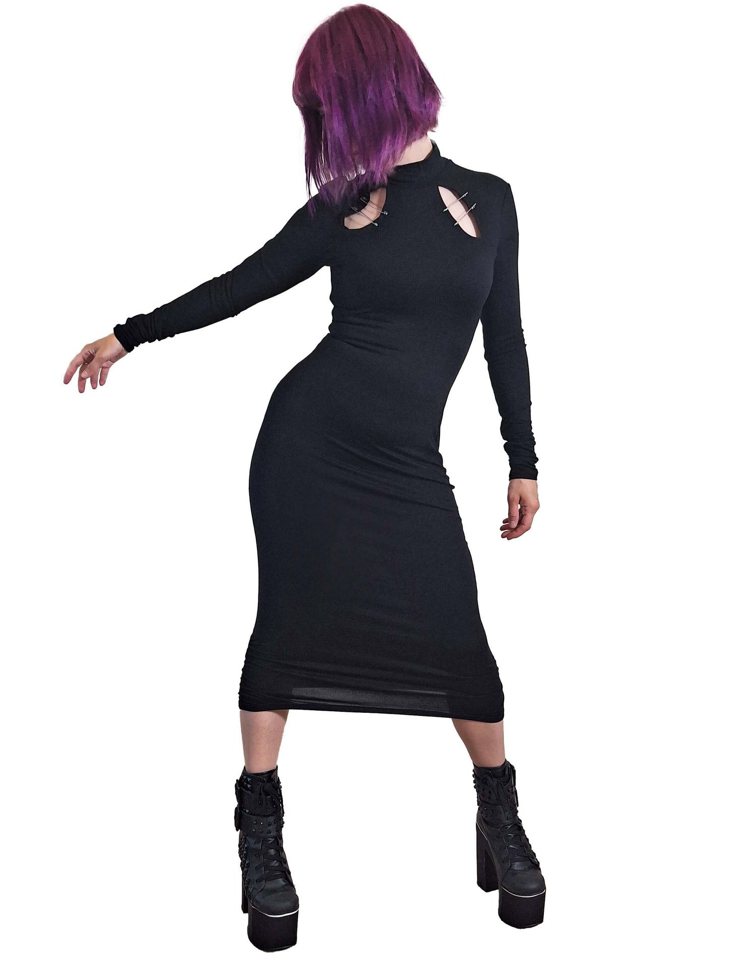Necessary Evil Nyx Goth Midi Dress