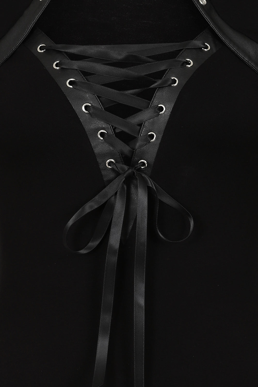 Necessary Evil Dione Long Sleeve Lace Up Plunge Top