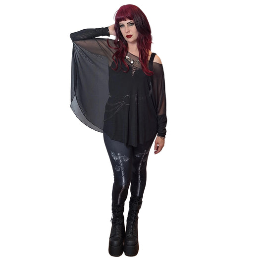 Necessary Evil Circe Sheer Goth Top with Flowing Mesh - UK Made