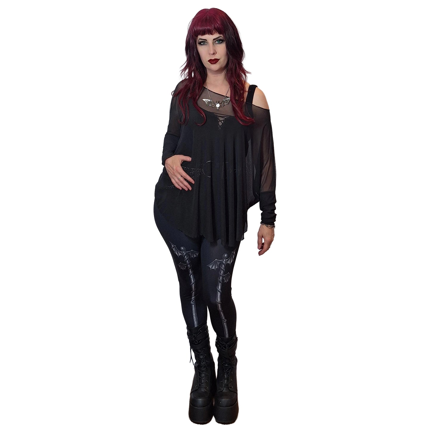 Necessary Evil Circe Sheer Goth Top with Flowing Mesh - UK Made
