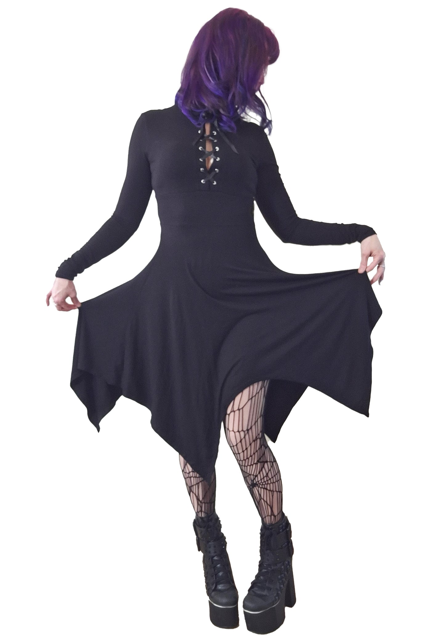 Necessary Evil Kali Long Sleeve Midi Handkerchief Dress