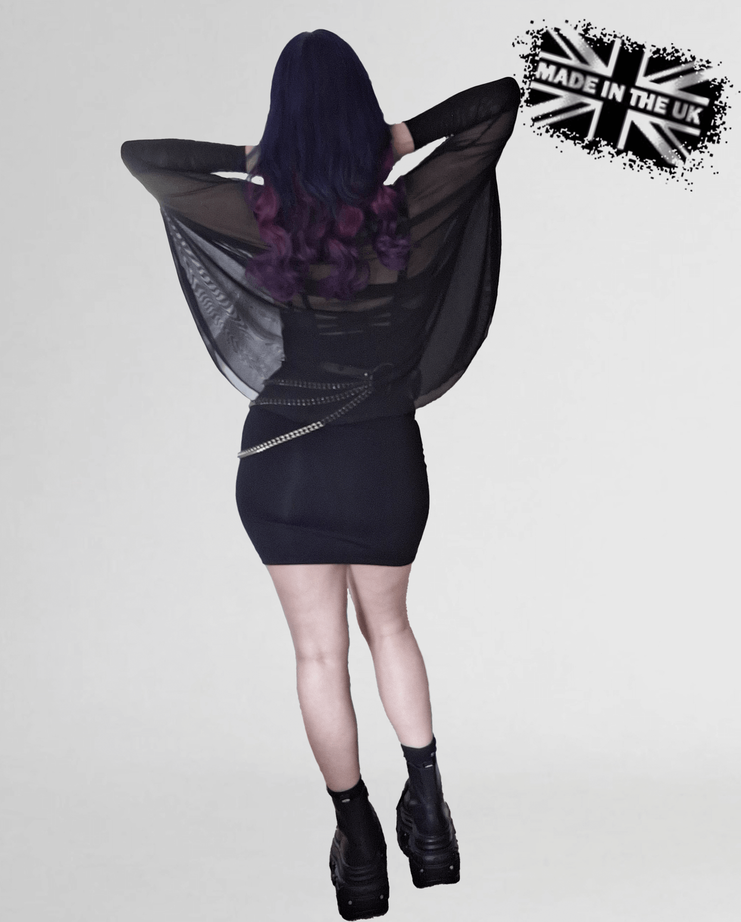 Necessary Evil Circe Sheer Goth Top with Flowing Mesh - UK Made