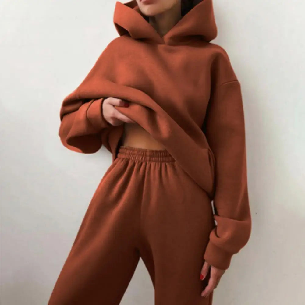 Women’s Casual Autumn/Winter Two Pieces Thick Hoodies Sport Outfit