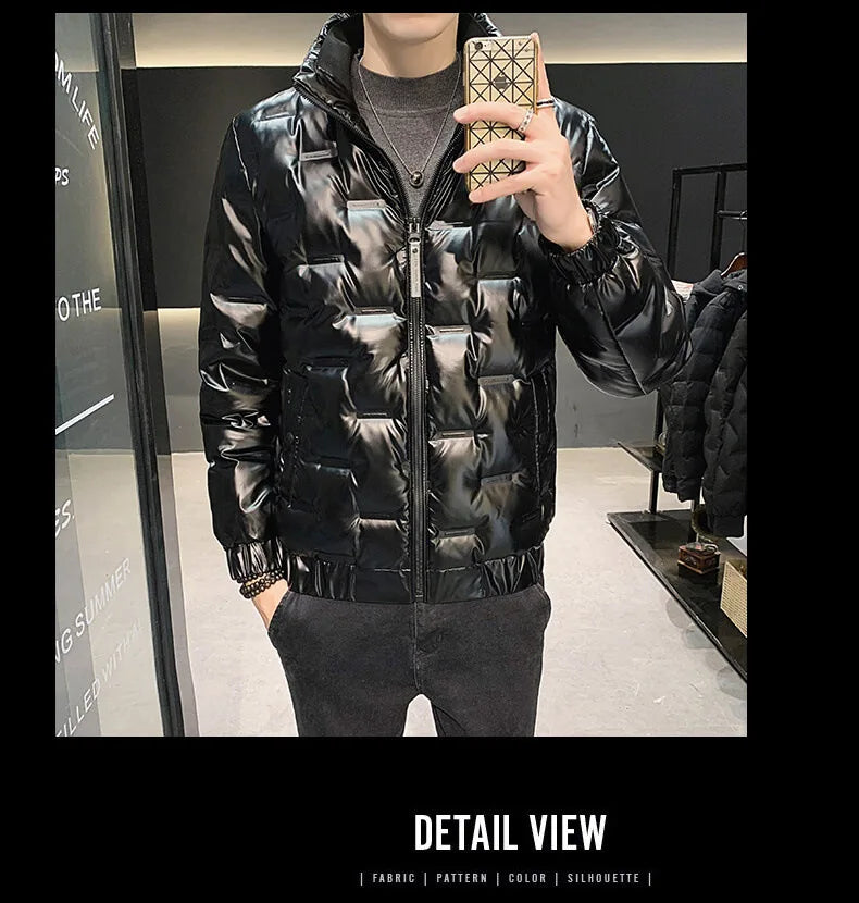 Bright-faced Cotton-padded Men's Winter Coat Light Down Cotton-padded  Waterproof Warm Stand-up Collar Jacket