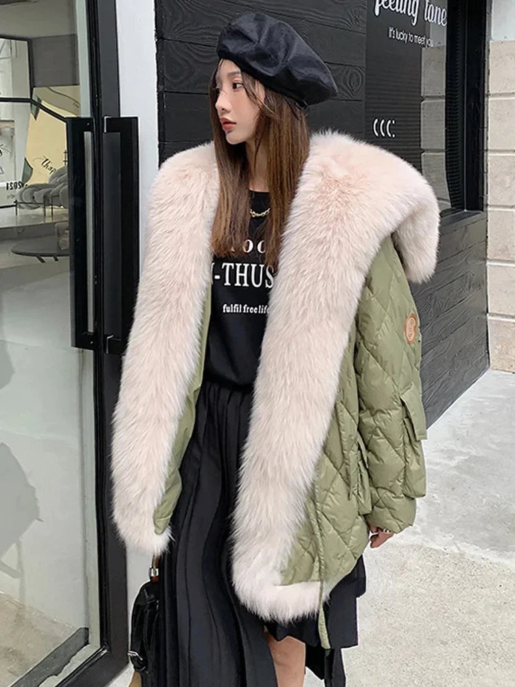 New Winter Park Coat Snow Coat High-Quality Soft Large Fur Collar Warm Coat for Women