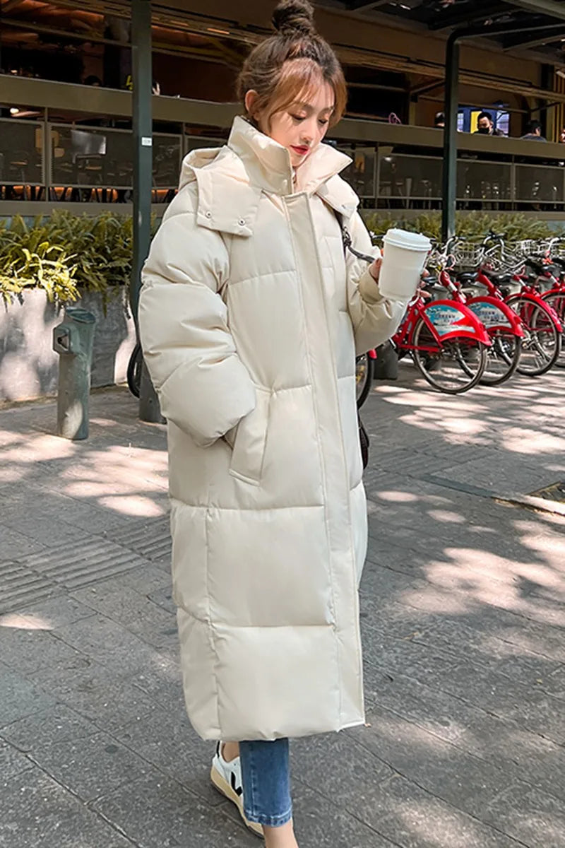 2023 Women’s White Duck Down Hooded Puffer Jacket – Windproof, Warm Autumn; Winter Coat