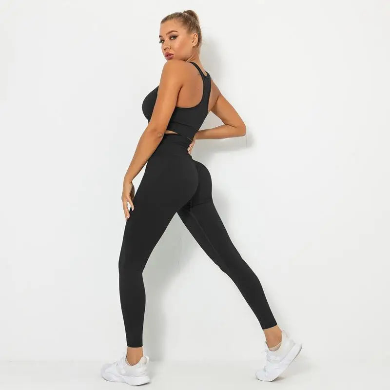 Women's  2 Pieces Seamless Leggings Sports Bra Tracksuits