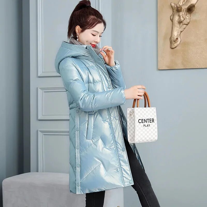 Winter 2023 New Parkas Down Jacket Wash-Free Feather Cotton-Padded puffer Long Coats for women