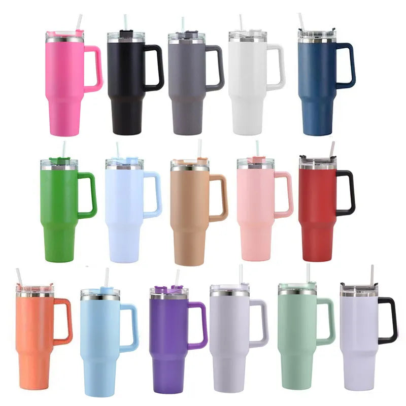 Stainless Steel Thermal Double Insulated Mug with Insulated Tumbler Lids  & Straw & Reusable