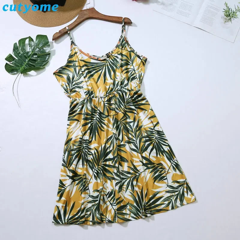 Mother-Daughter Family Matching Outfits Sleeveless Floral Loose  Summer Dress