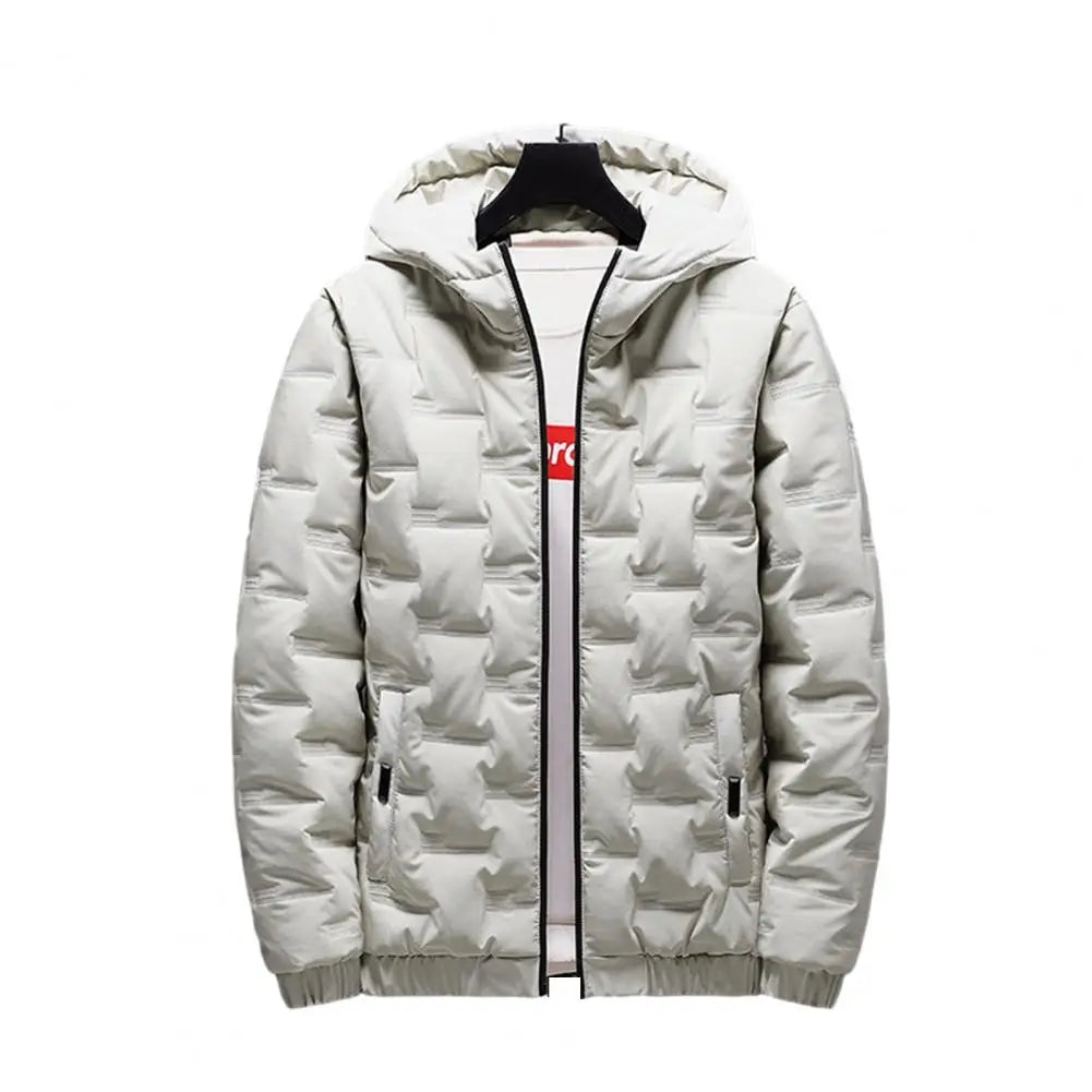 Warm Jacket Winter Men's Hooded Down Jacket Thick Warm Stylish Coat for Casual Comfort in Solid Colors