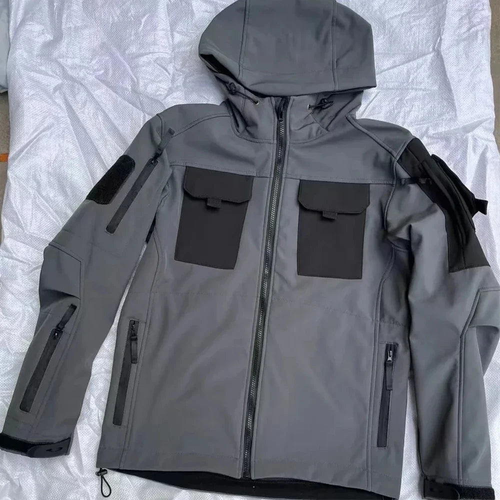 Men's Waterproof Tactical Winter Suit – Windproof Hooded Jacket; Fleece-Lined Thermal Pants Set