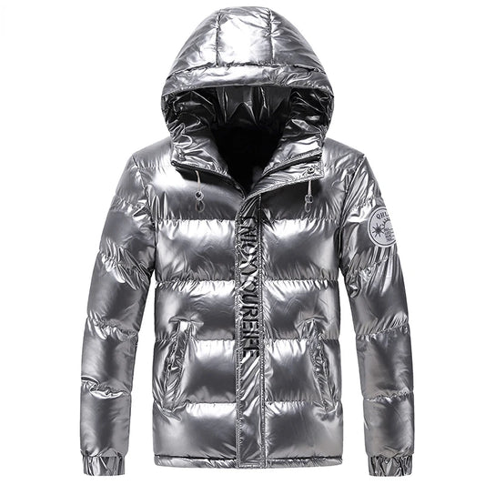 Fashion Men’s Printed Silver Down Jacket