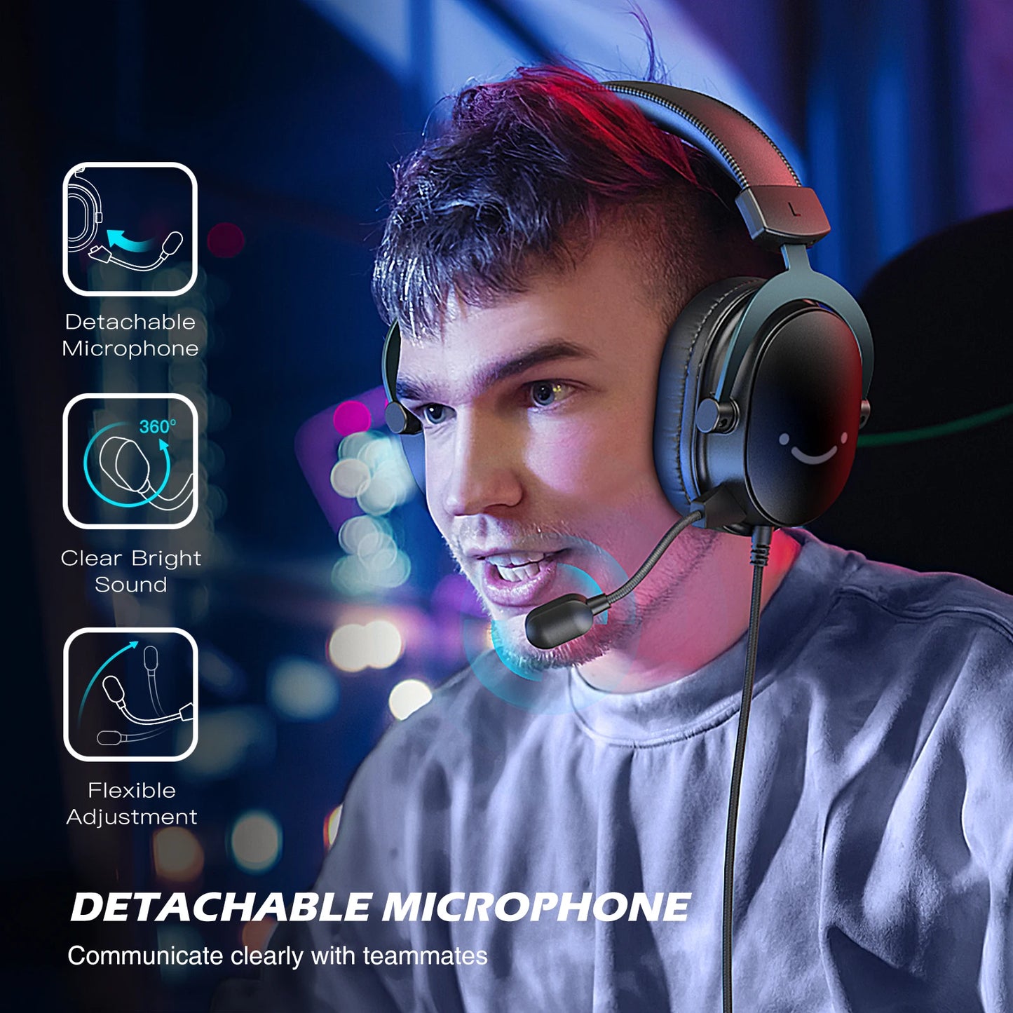 Headset, 3.5mm & USB, 7.1 Surround Sound, Volume Control, Mute Switch for PC/MAC/PS4/PS5