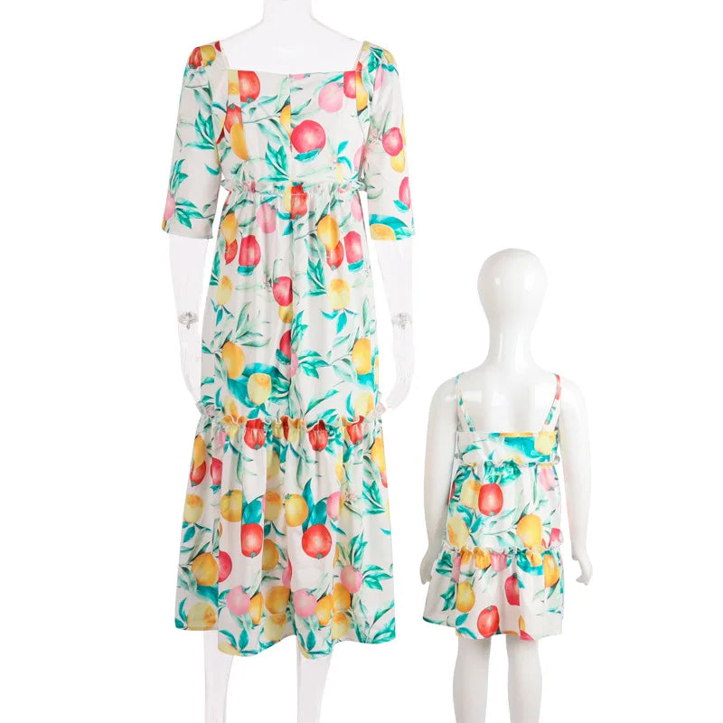 Spring/Summer Mother-daughter Print Flower Dress