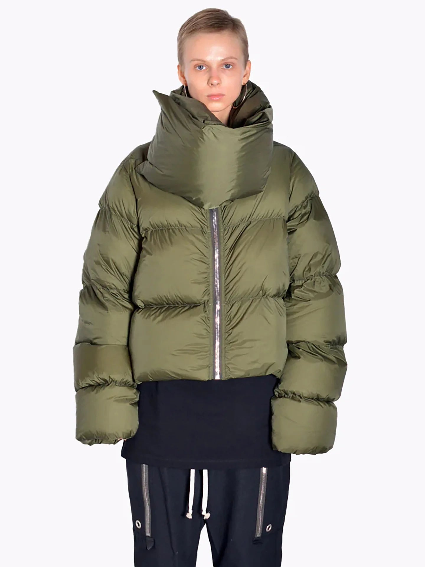 Turtleneck Thick Parkas Quilted Warmth Long Sleeve Winter Cotton-Padded Puffer Bubble Coat