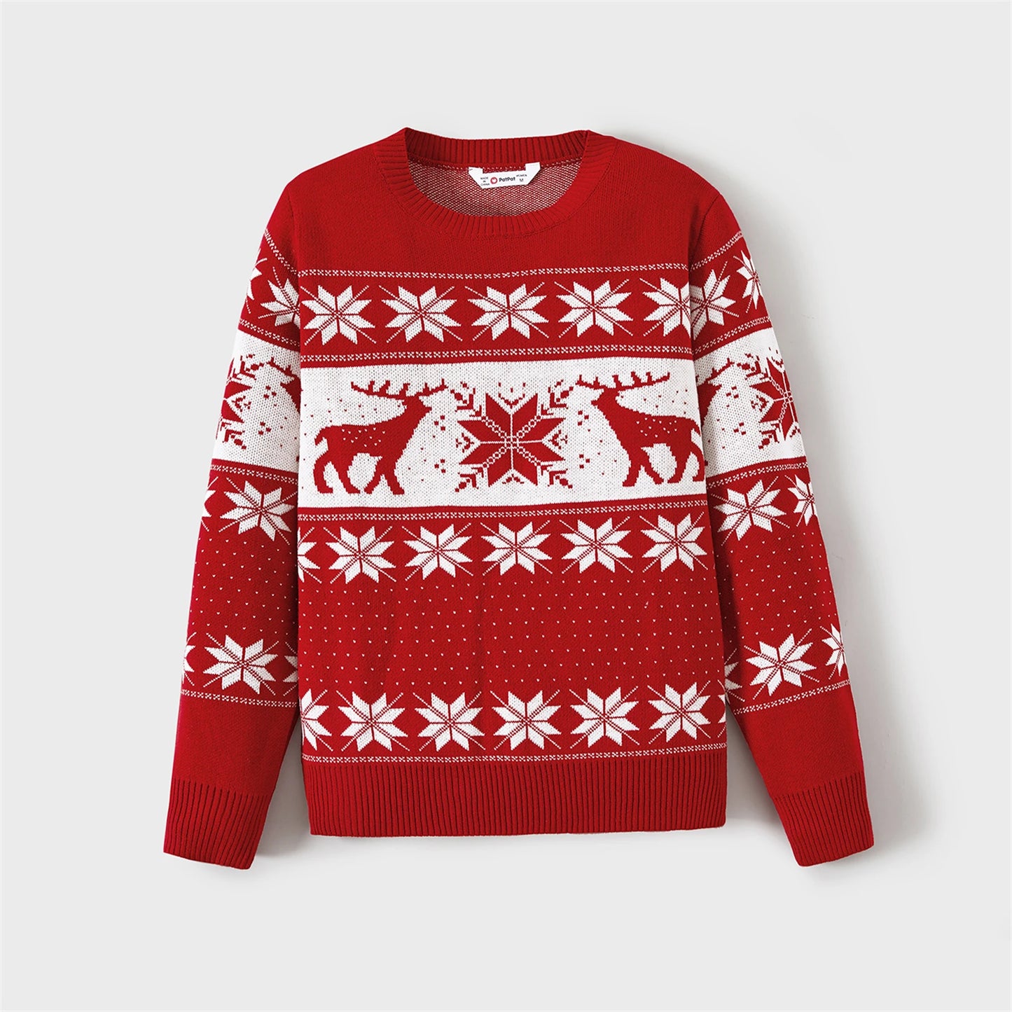 Christmas Sweater Family Matching Deer and Snowflake Graphic Long-sleeve Knitted Sweater