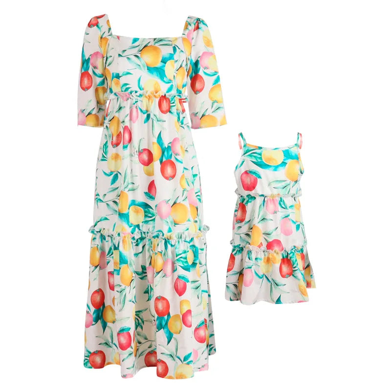 Spring/Summer Mother-daughter Print Flower Dress