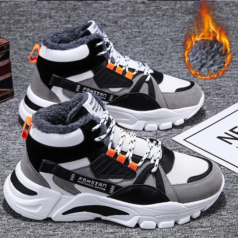 Plush Warm High Top Lace-up Snow Boots Men's Fashion Sneakers