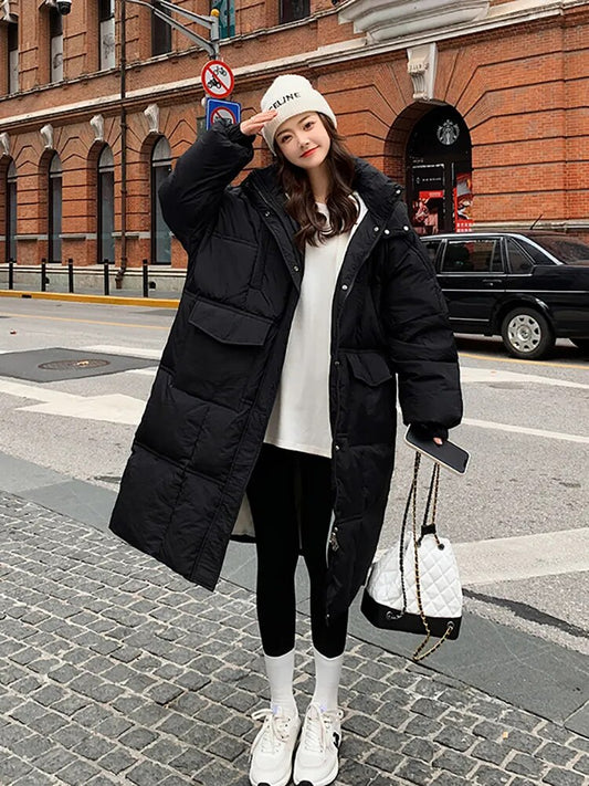 Long Parkas Winter Puffer Jacket Women Thicken Warm Bubble Coat Oversized  Korean  Casual Jackets
