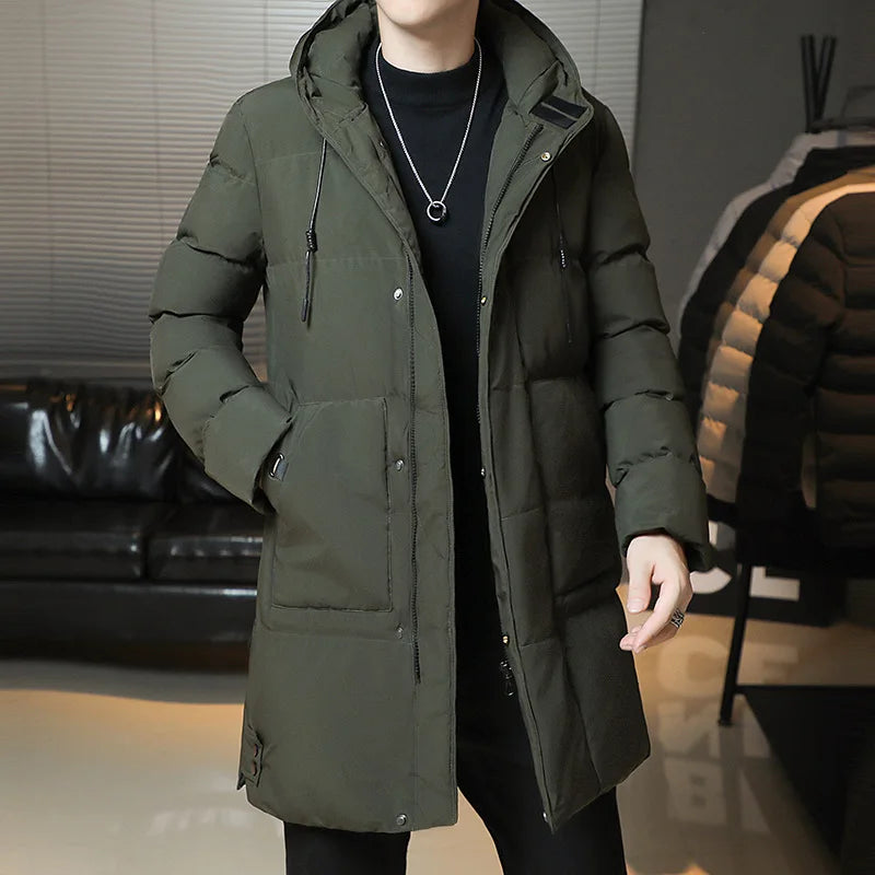 Winter Fashion New Large Cotton Coat  Mid length Windproof and Cold Resistant Cotton Coat  for Men